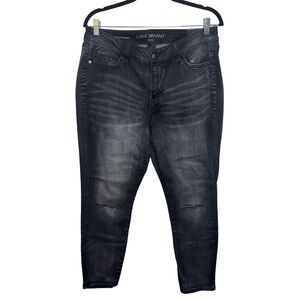 Lane Bryant Super Stretch Skinny Jeans Black Diamond Distressed Women’s 14P